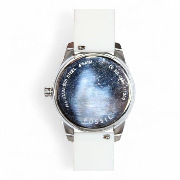 Fossil ES2888 Womens Watch Stainless Steel & White Silicone Band 64ATM - Picture 4 of 6